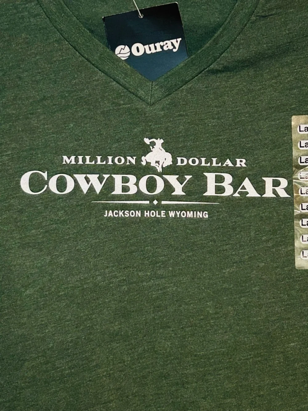 MILLION DOLLAR COWBOY RANCH - Oura Green Ladies V-Neck T-Shirt - Picture 1 of 2